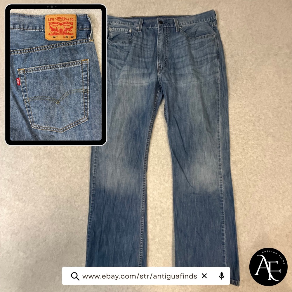 Levi's 527 Slim Bootcut Jeans Mens 36x32 Medium Wash Denim Blue 05527-0175